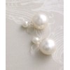 VingTAINE E2149 Non-Hole Earrings, Double Pearl, M, Resin, Metal Allergy,