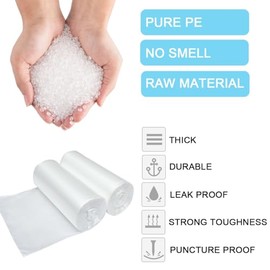Bolsas de basura de plástico pequeñas de 2 galones, bolsas de basura transparentes de 7.5 litros, bolsas de basura para el hogar, oficina, baño, 100 unidades