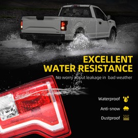 DWVO Tail Lights Assembly Compatible with 15-17 2015 2016 2017 Ford F-150 15 16 17 Tail Lamps (Red Clear Replacement Assembly Sold in Pairs)