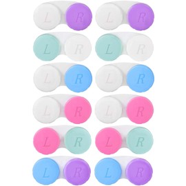KISEER 12 Pack Colorful Cute Contact Lens Case Bulk Box Holder Container Soak Storage Kit (6 Color)