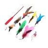 9pcs Cat Feather Wand Toy 3 Sections Retractable Cat Interactive