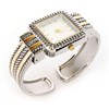 2Tone Western Style Decorated Square Face Women's Bangle Cuff Watch