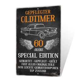 Putuo Decor Retro Metal Tin Sign Oldtimer 60 Years Special Edition - Vintage Wall Decoration for Garage, Workshop, Man Cave, Living Room, 30 x 20 cm