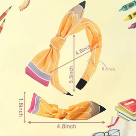 WRBAJIS Back to School Headband Yellow Pencil Hair Bands Stripe Pencil Headpiece Cute School Hair Accessories for Women Girls First Day of School Party Supplies