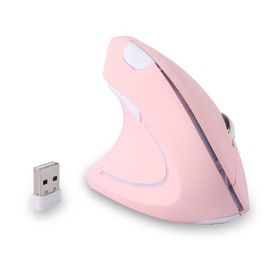 Left Handed Mouse, Wireless 2.4 GHz USB Lefty Left Hand Ergonomic Vertical Mouse, Less Noise Mice with USB Receiver, 6 Buttons 3 Adjustable DPI 800/1200/1600 for Laptop Computer PC Desktop Mac(Pink)