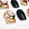 farfarflame Handmade Nail Tip, Short, False Nail Stand, 3D Diamond,