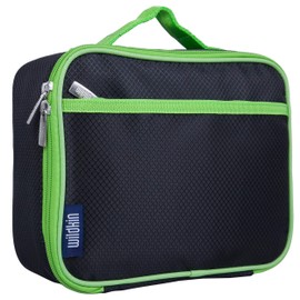 Wildkin Kids Insulated Lunch Box Bag for Boys & Girls, Reusable Kids Lunch Box is Perfect for Early Elementary Daycare School Travel, Ideal for Hot or Cold Snacks & Bento Boxes (Rip-Stop Black/Green)