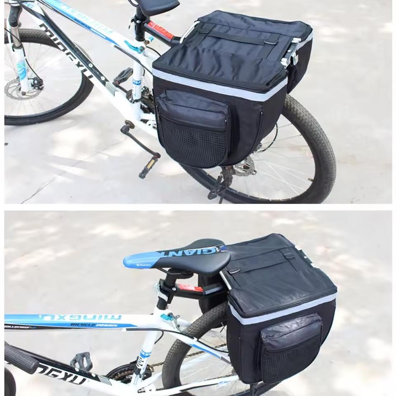 DOMEN Double Bicycle Pannier Bag for Rear Racks, Black
