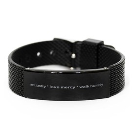 Micah 6:8 Bible Verse Bracelet Christmas Birthday Gift, 'Act Justly, Love Mercy, Walk Humbly' - Adjustable Black Bracelet for Men and Women - Inspirational Christian Jewelry Gift - Faith-Based Encouragement