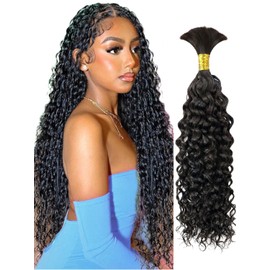 Human Braiding Hair Water Wave 50g Bulk Human Hair for Braiding No Weft Curly Human Braiding Hair for Boho Braids Wet and Wavy 16 Inch Knotless Human Hair Bundles 100% Brazilian Human Hair Extensions