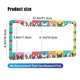 HOSNYE Dog License Plate Frame Full Colors of Fun Cartoon Animals Boston Terrier Face Pattern Metal License Plate Cover Front Plates Frames Car Tag Frame for Women Men US Vehicles Standard