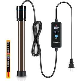 Orlushy 300W Submersible Aquarium Heater, Adjustable Fish Tank Heater with Digital Display External Controller, Overheat Protection and Free Thermometer for 40-60 Gallons Freshwater and Saltwater Tank