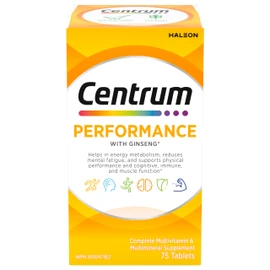 Centrum Centrum Performance Multivitamins/Minerals Supplement for Men & Women with Ginseng for Energy, 75 Tablets (Packaging May Vary)