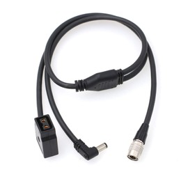 Hirose 3.3ft 4 Pin to Right Angle DC 2.5mm Shaft and Female D-Tap Y Splitter Power Cable for Monitor Recorder Zoom F8