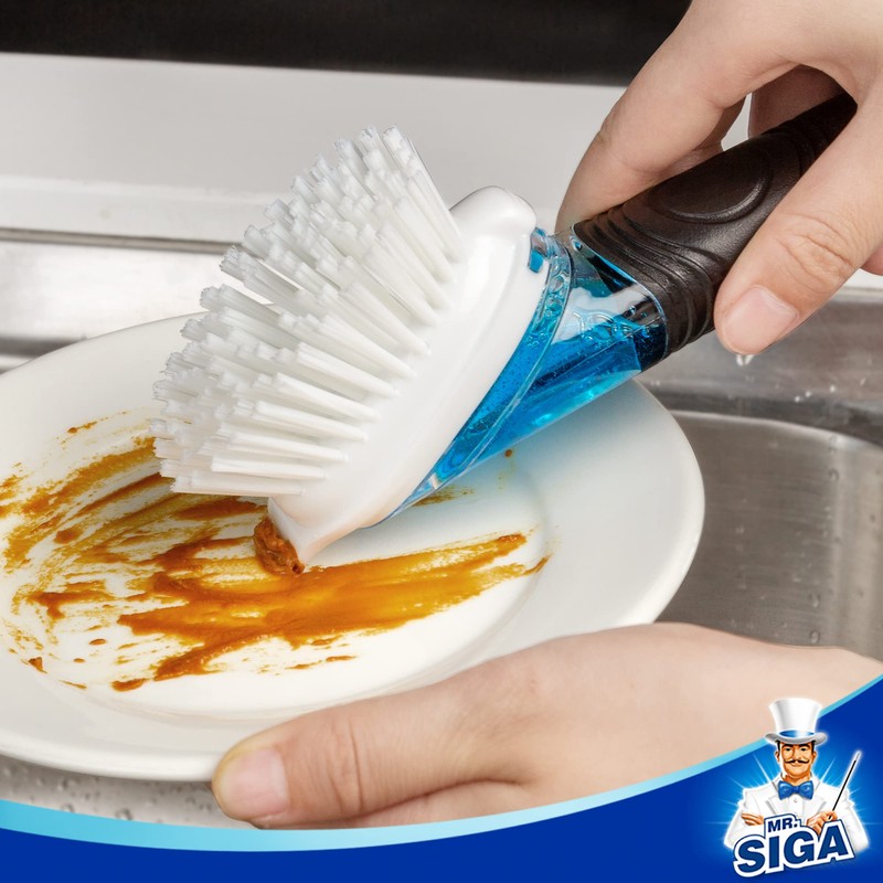 MR.SIGA Soap Dispensing Dish Brush, Kitchen Brush for Pot Pan
