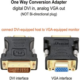 DTech DVI to VGA Adapter 24+1 Pin DVI-D Male to VGA Female Converter 1080P Video Port for Monitor Computer Projector