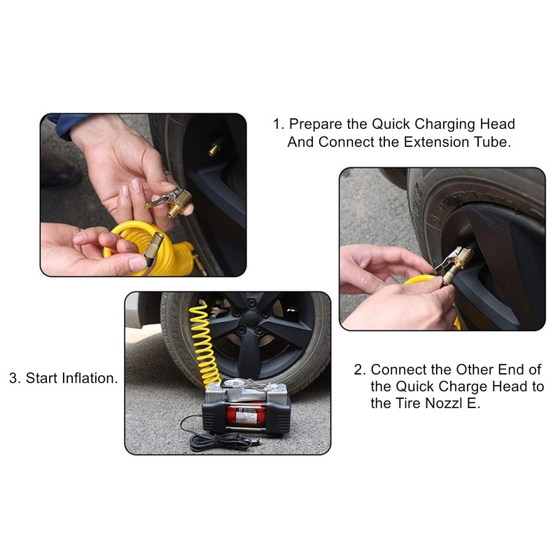 LDCRE Tire Air Chuck with Clip Adapter, Brass Locking Tire