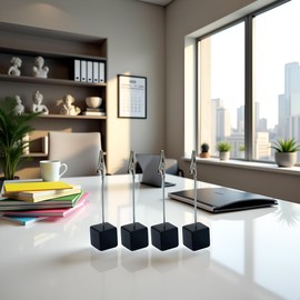 4Pcs Silver Memo Clip Holders Stand with Alligator Clasp Pictures Card Paper Note Clip Office Memo Holders for Office Home Use