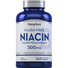 Piping Rock Niacin 500mg | Flush Free | 240 Capsules | Vitamin B3 Supplement | Non-GMO, Gluten Free