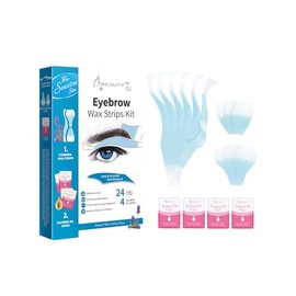 Beauty7 Sensitive Eyebrow Wax Strips, Facial Hair Removal for Men, Eyebrow Waxing Strips, 24 Strip 4 Calming Oil Wipes, Home Waxing for Men