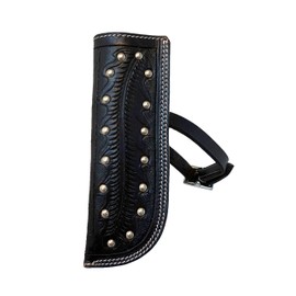 Equitem Feather Tooled Leather Flag Carrier for Saddle (Brown)