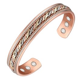 Vicmag Vicmag Copper Magnetic Bracelet for Women Men 99.99% Solid Pure Copper Ultra Strength Magnets Adjustable Size with Gift Box (Woven Tricolour)