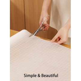 Shelf Liners for Kitchen Cabinets Non-Adhesive Cabinet Liner for Shelves Fridge Liners for Refrigerator Liners Bathroom Drawer Liners for Dresser Waterproof Non-Slip Clear Geometric Grids 17.7”x59”