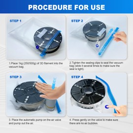 3D Filament Storage Kit with Electric Pump – Includes 20 Filament Vacuum Storage Bags for Dustproof and Moistureproof Protection, Keeps Filament Dry