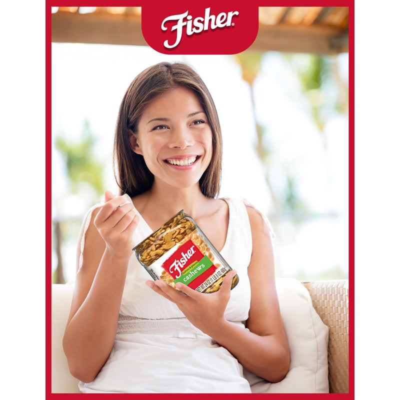 Fisher Snack Cashew Halves and Pieces, 24 Ounces, Roasted with