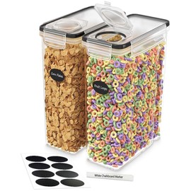 Cereal Containers Storage 2 Pack 135 fl. oz Cereal Dispenser Countertop, Airtight Food Storage Containers for Pantry Organization and Storage, Bpa-free Cereal Storage Container with Marker & Labels