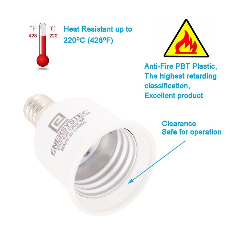 E ENERSYSTEC Candelabra E12 to E26 Light Bulb Base Adapter