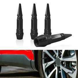 Lyxheth 4PCS 60 mm Spiked Style Tire Valve Stem Caps, Tire Air Caps, Universal Aluminium Alloy Dustproof Tire Valve Stem Covers, Heavy Duty Tire Caps Car Accessories for Cars (Black, 60mm)