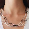 Lizzy Classic Natural Black Leather and Silver Wrap Bracelet Necklace