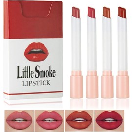Lápiz labial en tubo pequeño de 4 colores, lápiz labial mate aterciopelado, lápiz labial suave humectante rojo, tinte labial de larga duración, 24 horas, resistente al agua, labiales mate (juego C)