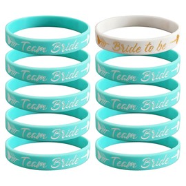 LADY&HOME 10 Pack Bachelorette Bracelet Team Bride Silicone Wristband for Bachelorette Party Favors Bride Tribe Gifts(Turquoise)
