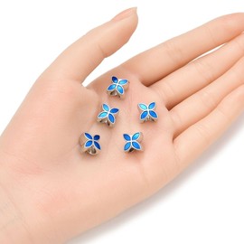 MEC-D8 - 40 cuentas redondas sueltas con símbolo de protección antiguo, agujero grande, tamaño del orificio, 4,5 mm), plata envejecida para aretes, pulseras, collares, tobilleras