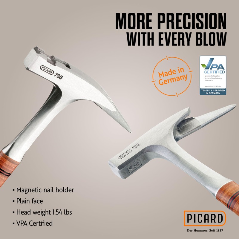 Picard Full-Steel Roofing Hammer, Carpenters Hammer, Smooth Face, Magnetic Nail