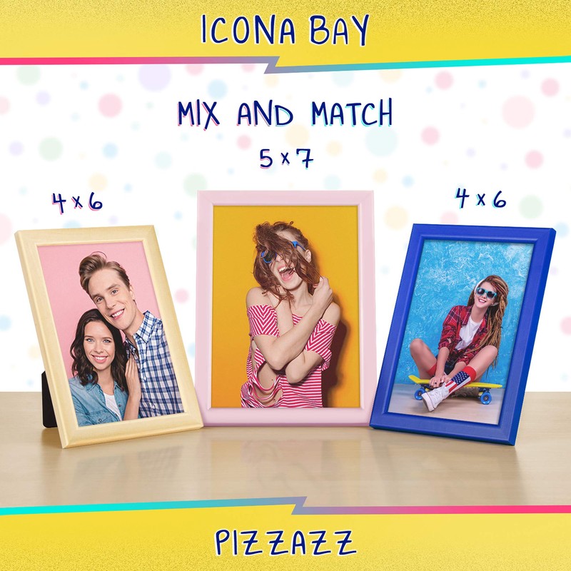 Icona Bay 5x7 Picture Frame, Pastel Pink Colored Solid Wood