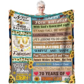 Amxieui 70th Birthday Gifts for Women, 70 Year Old Blanket Gifts Ideas, Funny Womens 70th Birthday Decorations Gifts, Happy 70th Birthday Gift for Mom,Sister, Wife