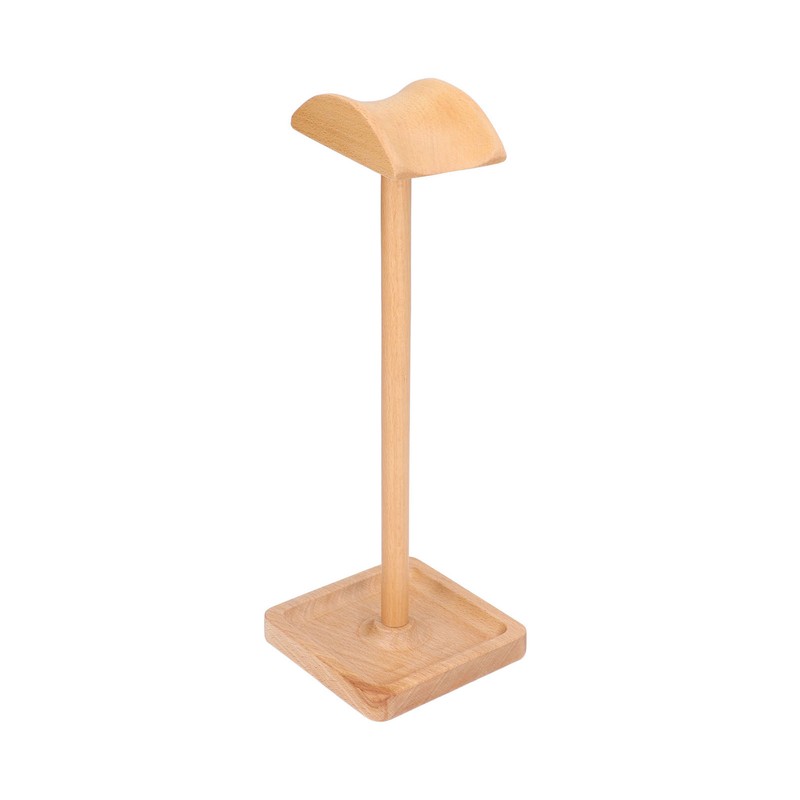 Wooden Headphone Holder Beech Headset Stand Desktop Display Shelf for