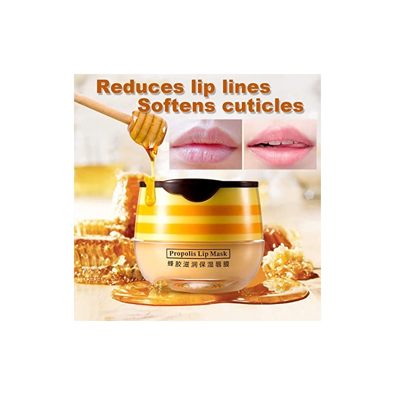 4PCS Honey Lip Balm, Vitamin E Moisturizing Propolis Sleeping Lip