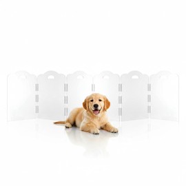 Clear Acrylic Dog Gate, Indoor Pet Barrier, Free-Standing 24" H Foldable 6-Panel Fence for Puppies & Small Dogs, No Drilling, Visual Boundary for Doorways, Hallways, Kitchens & Pet-Free Areas