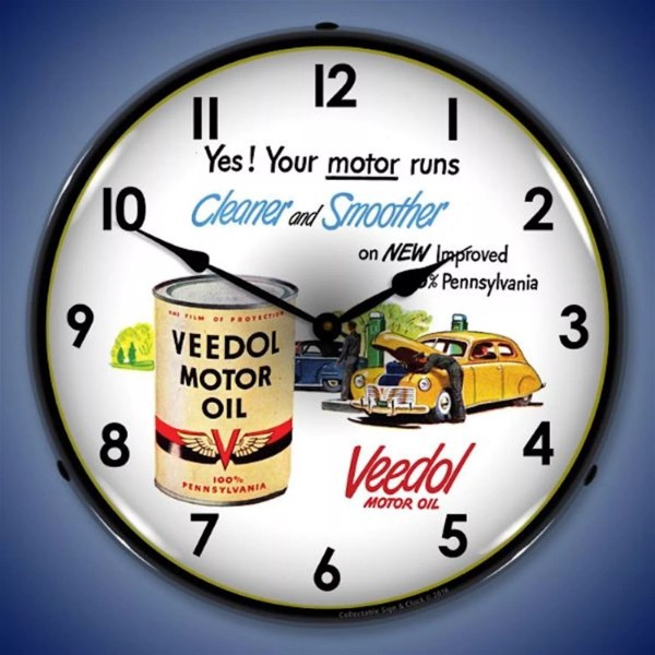 Veedol Motor Oil Wall Clock, LED Lighted