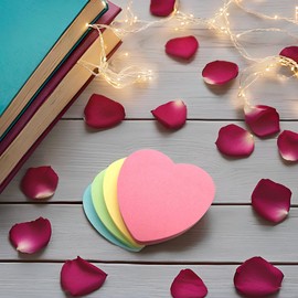 Heart Sticky Notes Pastel Colours Yellow, Pink, Green, Orange | 800 Sticky Pads (76x76mm) Set of 8 (100 Sheets Per Pad) | Stationery, Office Accessories, School Supplies for All Occasions