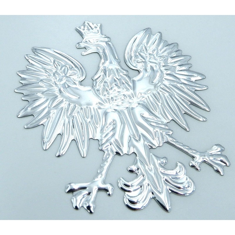 Poland, Polish Eagle Chrome Silver Finish Decal Emblem 3D Sticker