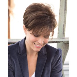 New Addition Top Piece Color Medium Brown - Noriko Wigs Women's Short Topper Smooth Layers Straight Crown Volume