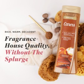 Caress Body Wash for Women, Shea Butter & Brown Sugar, Hydrating and Exfoliating Shower Gel for Gorgeous Radiant Skin, 20 fl oz, 4 Pack