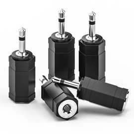 Goupchn 3.5mm Mono to Stereo Adapters 5 Pack 1/8" Mono Male Plug to 1/8" TRS Stereo Female Jack Socket for Headphone, Radio