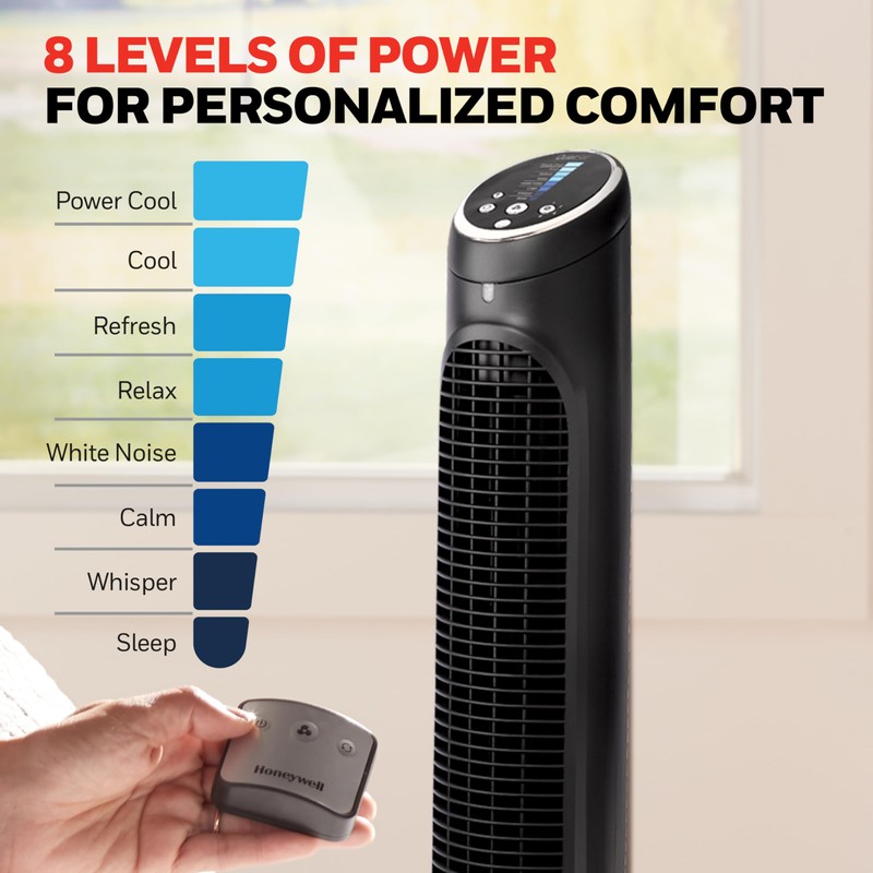 Honeywell QuietSet Whole Room Tower Fan-Black, Oscillating Tower Fan with