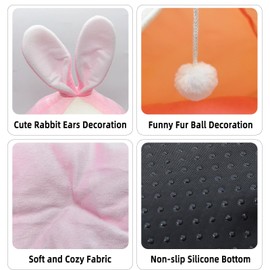 Acsist Guinea Pig Bed,Fleece Bunny Hideout House,Warm Rabbit Sleeping Bed with Pee Pad,Winter Large Hiding Hut for Hamster Ferret Rat Chinchilla Hedgehogs,Pink